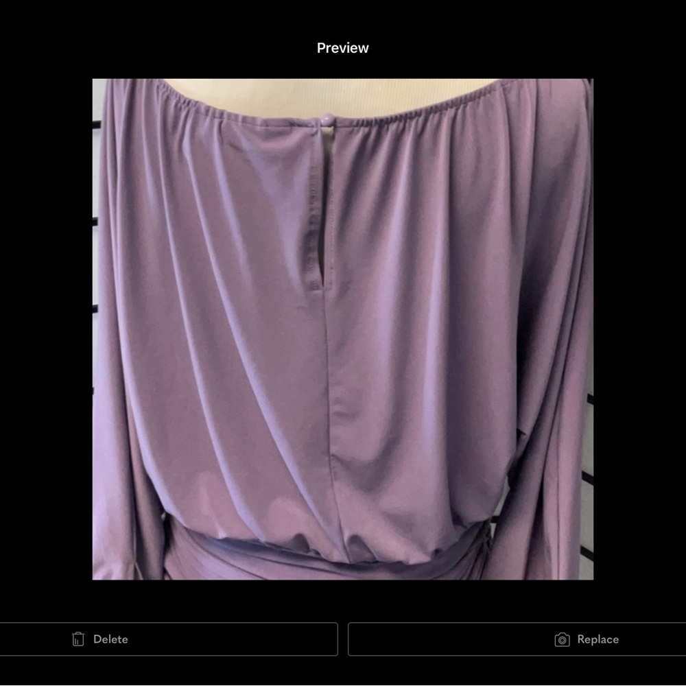 Lilac Ruched Waist Batwing Sleeve Top - Picture 6 of 8